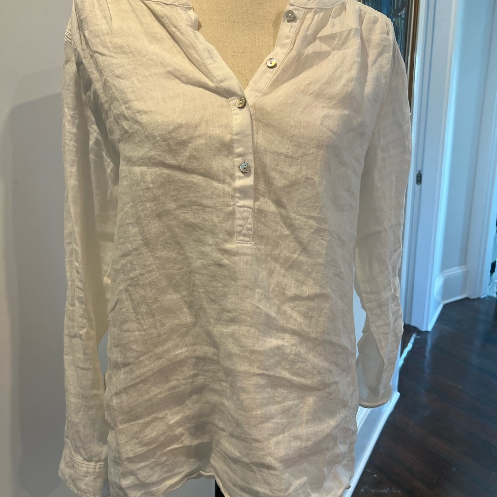Sigrid Olsen Cream Button-Down Shirt